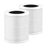 2 Pack Air Purifier Replacement Filter, Compatible with Farmorelive Air Purifier, H13 True HEPA 3-Stage Filter for Dust, Smoke, Odor, Pollen, Pet Dander, White