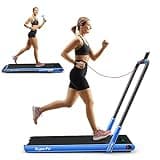 GYMAX Walking Pad, Foldable Under Desk Treadmill with LED Monitor, Remote Control, Smart App Control, Folding Portable Desk Treadmill for Office Standing Desk, Home Office Treadmill (Navy)