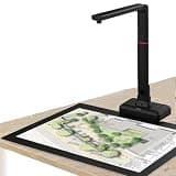 Large Format Book Scanner with Adjustable Height, Built-in LED Light, 23MP High Resolution, Intelligent Page Turning and Barcode Recognition