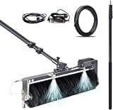 Outdoor Solar Panel Cleaning Kit with 60cm Automatic Rotating Brush,Telescopic Pole, Water-Powered Cleaner for Efficient PV Maintenance(5.5M(18ft)