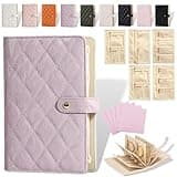 LSMARZJZ Travel Jewelry Notebook Organizer - Portable Leather Jewelry Travel Case with Detachable Pouches for Necklaces, Rings, Earrings - Tangle-Free Storage Book for Women (Purple-A)
