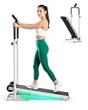 Non-Electric Treadmill with Fixed Incline & Dual Flywheel - FUNRAY Motorless Treadmill LCD Monitor, Non-Slip Belt, Compact Foldable Design for Gym/Home Use, Soft Foam Grips for Jogging/Walking, White