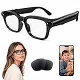 AI Smart Glasses with 8MP Camera, 4K Video, Photo Capture, Real-Time Translation, Recording, AI Assistant, Open-Ear Audio, Bluetooth, Object Recognition, Replaceable Sunglasses Lenses for Men Women