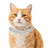 Halukakah Cat Collar - Carat - Iced Out Diamond Cuban Link Gold Chain for Cats & Kittens - Platinum Plated 9" Collar Size - for Decoration Only - Get Your Cat Catwalk Ready