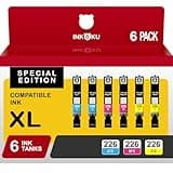 INKOKU 225 226 Ink Cartridges Combo Pack, CLI-226XL 6 Color Value Pack Compatible with Canon PIXMA MG5220 MG5320 MG6120 MX882 Printers (2Cyan, 2Magenta, 2Yellow, 6 Pack)