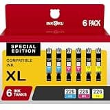 INKOKU 225 226 Ink Cartridges Combo Pack, CLI-226XL 6 Color Value Pack Compatible with Canon PIXMA MG5220 MG5320 MG6120 MX882 Printers (2Cyan, 2Magenta, 2Yellow, 6 Pack)