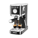 CHULUX Slim Espresso Machine with Milk Frother, 20 Bar Professional Italian Pump Espresso Coffee Machine for Home Cappuccino & Latte Maker, Stainless Steel, Black