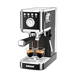 CHULUX Slim Espresso Machine with Milk Frother, 20 Bar Professional Italian Pump Espresso Coffee Machine for Home Cappuccino & Latte Maker, Stainless Steel, Black