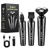 3-in-1 Floating Blade Electric Shaver,Sideburns Trimming,Nose Hair Trimmer,Suitable for Wet and Dry Use,USB,Rechargeable,Portable Shaving Machine,Nose Hair Care