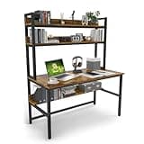 Aquzee Computer Desk with Hutch, 47“W x 23.6" D Desk with Shelves, Tall Home Office Desk with Bookshelf, Metal Legs Study Table with Upper Storage Shelf for Study Writing/Workstation