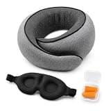 Purroch Travel Pillow for Airplane, Memory Foam Neck Travel Pillow with 360° Support, Adjustable Breathable Washable Cover, Soft Travel Neck Pillow for Long Flights, Car, Train, Bus