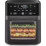 Chefman Air Fryer 6-in-1, XL 14-Quart Multifunctional Airfryer with Touchscreen Controls, Rotisserie, Food Dehydrator, Convection Oven, Bake, Broil, and Reheat Functions, Windowed Door – Black