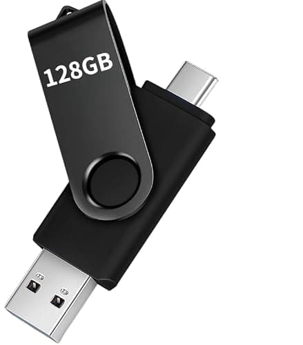 128GB USB C Flash Drive Dual Thumb Drive Swivel USB-A & Type-C Memory Stick Black