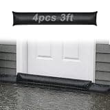 Bigmeta 4pcs 3ft Water Activated Flood Barriers for Home - Sandless Sand Bags, Reusable Water Barriers Sandbags for Flooding Home Exterior Doors Garage Basement