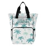 VELINTE Personalized Watercolor Teal Palm Diaper Bag – Insulated, Large Capacity