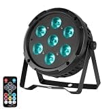 Sklydron LED Par Can Lights, 4-in-1 RGBW Pro Led Stage Lighting with DMX512 & Remote, Pulse Change, Strobe, Sound Activation for Stage, Party, Wedding, and DJ Events (1-Pack)