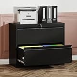 Calivox Lateral File Cabinet, 2-Drawer Metal Filing Cabinet with Lock, Wide Office Storage Cabinet for Letter Legal A4 F4 Files, Full-Extension Slides