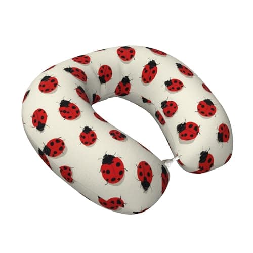 Qewfoju Beautiful Red Ladybug 3 Pattern Travel Pillow Memory Foam Travel Neck Pillow Comfortable U Shaped Headrest Pillows for Traveling Office Planes Trains Car