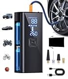 GJOSYOI Tire Inflator Portable Air Compressor, 2X Faster 150PSI Cordless Air Pump with LED Light and Digital Pressure Gauge for Car, Bike, Motorcycles and Sports Ball