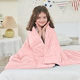 yescool Weighted Blanket (5 lbs, 36" x 48", Pink & Grey) Cooling Heavy Blanket, Perfect for 40-60 lbs, Breathable Throw Blanket Gifts with Premium Glass Bead, Machine Washable