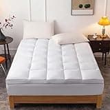 DROVAN Mattress Pad King Size - Extra Thick Mattress Cover - Pillow Top Deep Pocket with Breathable 7D Spiral Fiber Filling Cooling Mattress Topper