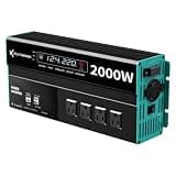 Quipsox Modified Inverter 500W 800W 1000W 1500W 2000W 3000W 12VDC to 120V AC with 2 USB Port,PD 22W QC 18W Fast Charging(2000W)