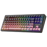 Q87 Wireless Mechanical Keyboard, Hot Swappable Custom Keyboard with RGB Backlit,Pre-lubed Linear Switches,Side Printed PBT Keycaps,2.4GHz/USB-C/BT5.0 Mechanical Gaming Keyboards (Dark Sweetie)