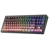 Q87 Wireless Mechanical Keyboard, Hot Swappable Custom Keyboard with RGB Backlit,Pre-lubed Linear Switches,Side Printed PBT Keycaps,2.4GHz/USB-C/BT5.0 Mechanical Gaming Keyboards (Dark Sweetie)