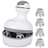 cotsoco Electric Scalp Head & Back Massager, Cordless Hair Massage Waterproof Head Massager with 4 Heads 84 Nodes for Hair Growth, Stress Relief & Deep Clean, Gifts for Men Women, White