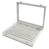 Frebeauty 10 Slots Ring Organizer Tray,Velvet Ring Box with Clear Lid