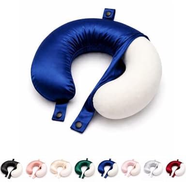 ROSEWARD 100% Mulberry Silk Travel Neck Pillow Replacement Cover Only, Highest 6A Grade 22 Momme Silk Travel Neck Pillow Removable Cover, USA Made