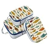 Reusable 3 Set Packing Travel Organizer 100% Polyester Space Saver Travel Bags, Cartoon Colorful Fishes Art (3 Set)