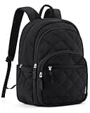 BAGSMART Travel Laptop Backpack, College Backpack for Women, Quilted Small Computer Bookbag, Water-Resistant 15.6 Inch Laptop Casual Bag, Black