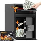 2.6 CUB Depository Drop Safe Fireproof, Front Drop Slot Lock Box with Digital Combination and Anti-Fishing, Silent Deposit Safe Box, Security Money Safe for Cash Slips Expense Business Office Home