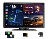 Wireless CarPlay Screen for Car, 9" Touchscreen Car Stereo, 64GB SD 4K Dash Cam, Apple CarPlay & Android Auto Mirror Link, 1080P Backup Camera, GPS Navigation, Bluetooth, Voice Control, Loop Recording