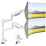 PEGZONE Stacking Dual Monitor Arm for Ultrawide Heavy Duty Curved Monitor.White