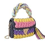 JUKOOE Bohemian Style Crossbody Bag and Evening Clutch – Women’s Chunky Yarn Handmade Knit Bag with Detachable Chain (Style F)