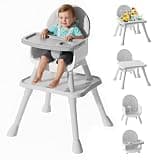 UNISWAN 6 in 1 Baby High Chair, Convertible Highchair for Babies and Toddlers (Grey)