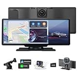Wireless Apple Carplay Screen for Car,11.26" Portable Car Play & Android Auto Touch Screen, Upgraded Car Stereo with 4K Dash Cam,Backup Camera/Mirror Link/Voice Control/GPS/AUX/FM for All Vehicles