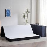 Odorless Foldable Mattress King Size 80" x 76" x 6", 6 Inch Medium Firm Folding Foam Mattress with Storage Bag, Fiberglass Free Trifold Memory Foam Mattress for RV, Guest Bed