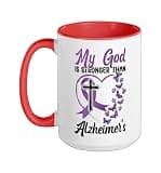 Alzheimer's Dementia Awareness Support Faith God Christian Ceramic Mug, Red/White, 15oz