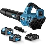 Leaf Blower Cordless, 650CFM Electric Leaf Blowers with 2 x 5.2Ah Batteries and Charger, 3 Speed Modes, 1 x Adjustable Shoulder Strap, Powerful Blowers for Lawn Care, Patio, Dust, Blowing Leaves