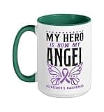Alzheimer's Dementia Awareness Support Vintage Butterfly My Ceramic Mug, Dark Green/White, 15oz