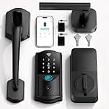 Built-in WiFi Smart Lock with Handle Set - Firstriver Fingerprint Keyless Entry Door Lock for Front Door, App Control, Digital Keypad Deadbolt, Auto Lock, Compatible with Alexa & Google Assistant