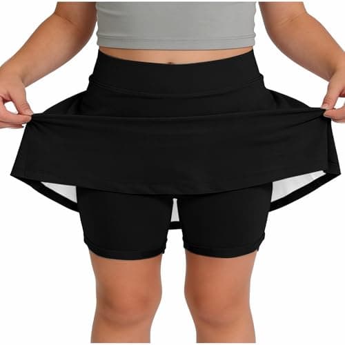 AIMAOMI Girls Skirts Girls Skorts Flowy Butterfly Athletic Shorts Kids A Line Pleated Tennis Golf School Skirts 1-Black, 10-11 Years