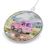 Pink Truck Under The Rainbow Wireless Charger Magnetic Phone Induction Charger 10w Fast Wireless Charging Station Compatible with iPhone 17 16 15 14 13 12 Pro Max Samsung Galaxy S25 S24 S23