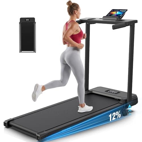 FUNMILY Incline Walking Pad Treadmill with Handle Bar, Folding Treadmills for Home Small, 3.5HP Portable Treadmill with Desk, 350 lbs Weight Capacity, Walking Pad with Remote Control and LED Display