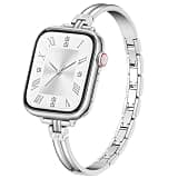 AIRSPO Slim Band Compatible for Apple Watch Bands for Women 38mm 40mm 41mm 42mm,Thin Metal Strap Dressy Jewelry Bracelet with Bling Diamond for iWatch Bands Series 11 10 9 8 7 6 5 4 3 SE 2 1 Silver