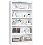Unikito Bookshelf, 5 Tier Book Shelf, 71 Inch Tall Bookcase with Adjustable Shelves, Open Storage Book Case, Sturdy Display Shelf Stand, Large Bookshelves for Living Room, Home Office, Bedroom, White