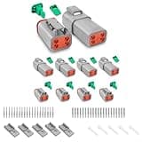 Hosrivae Gray IP68 Connectors 5 Sets with Terminal Kit, 16-20 AWG Contacts, Waterproof Electrical Auto Marine Truck(4pin)